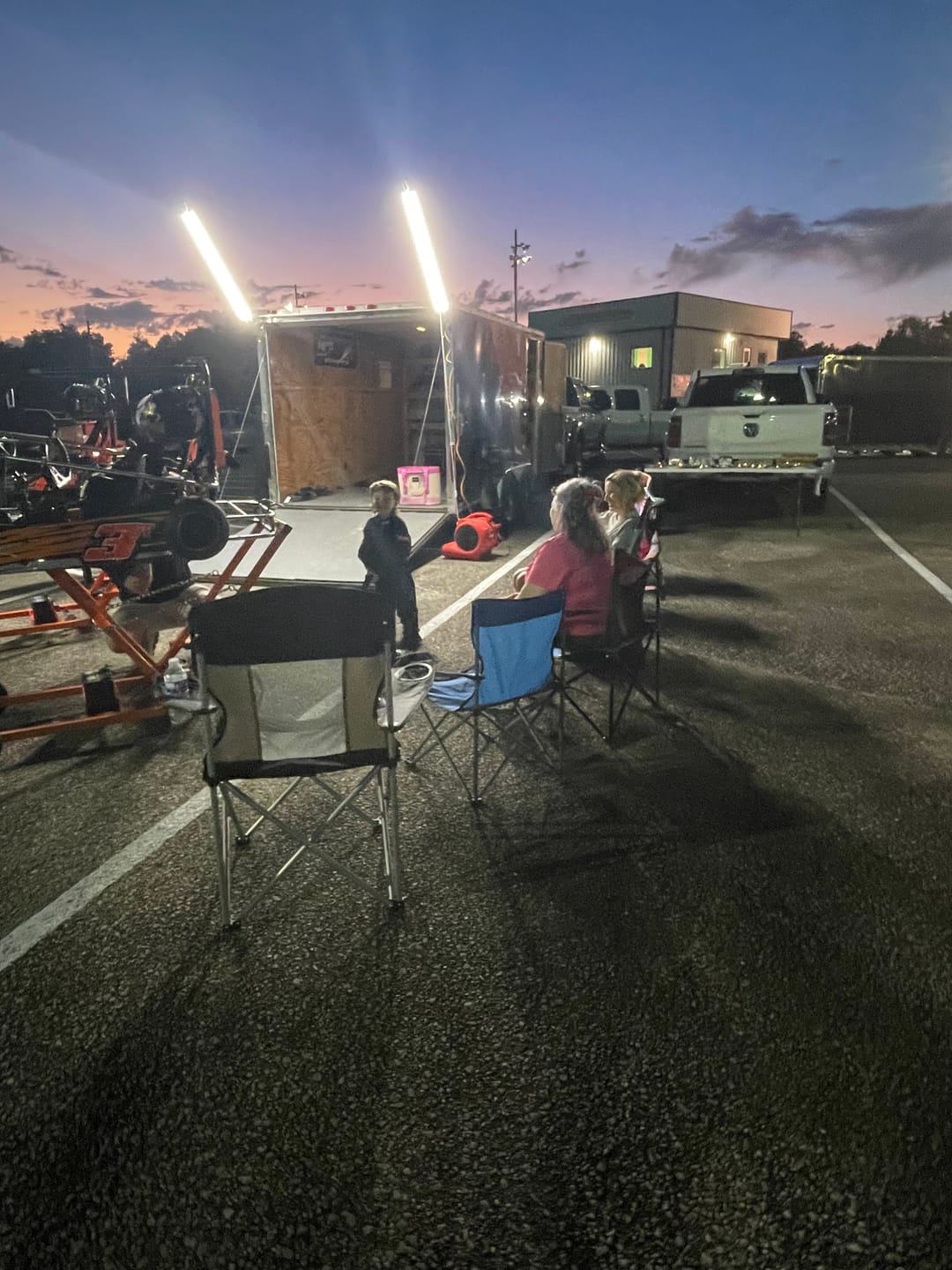 Customer photo review of Racing Trailer Pit Light – Dual 5 Foot Pole 20,000 Lumens