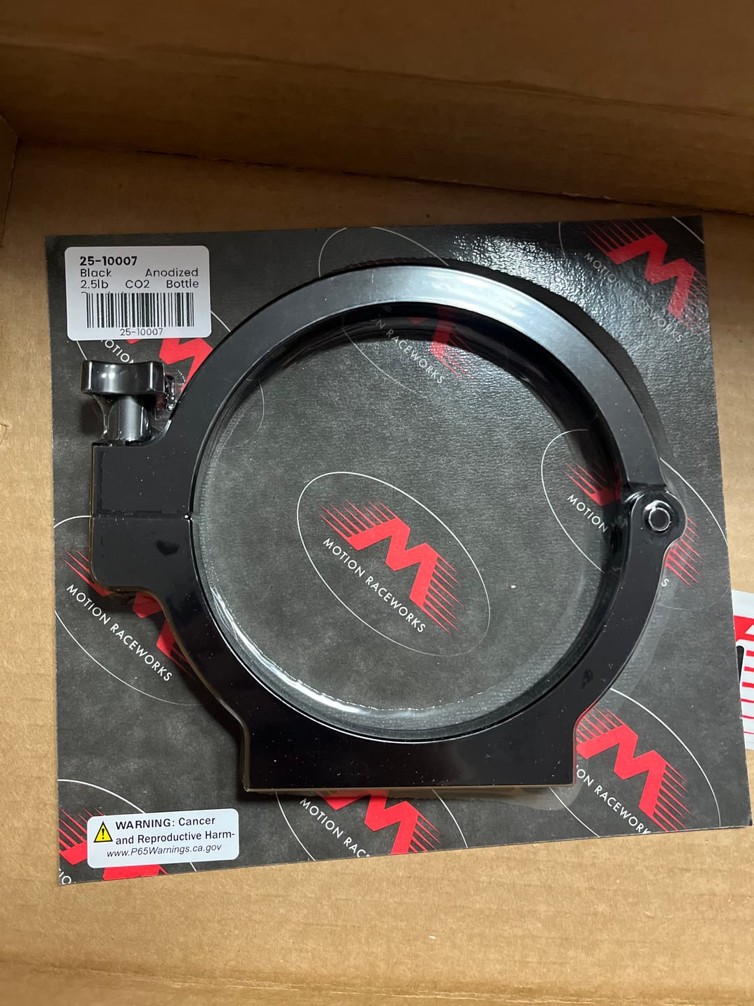 Customer photo review of Motion Raceworks Black Anodized 2.5lb CO2 Bottle Bracket (Bottle Not Included) 25-10007