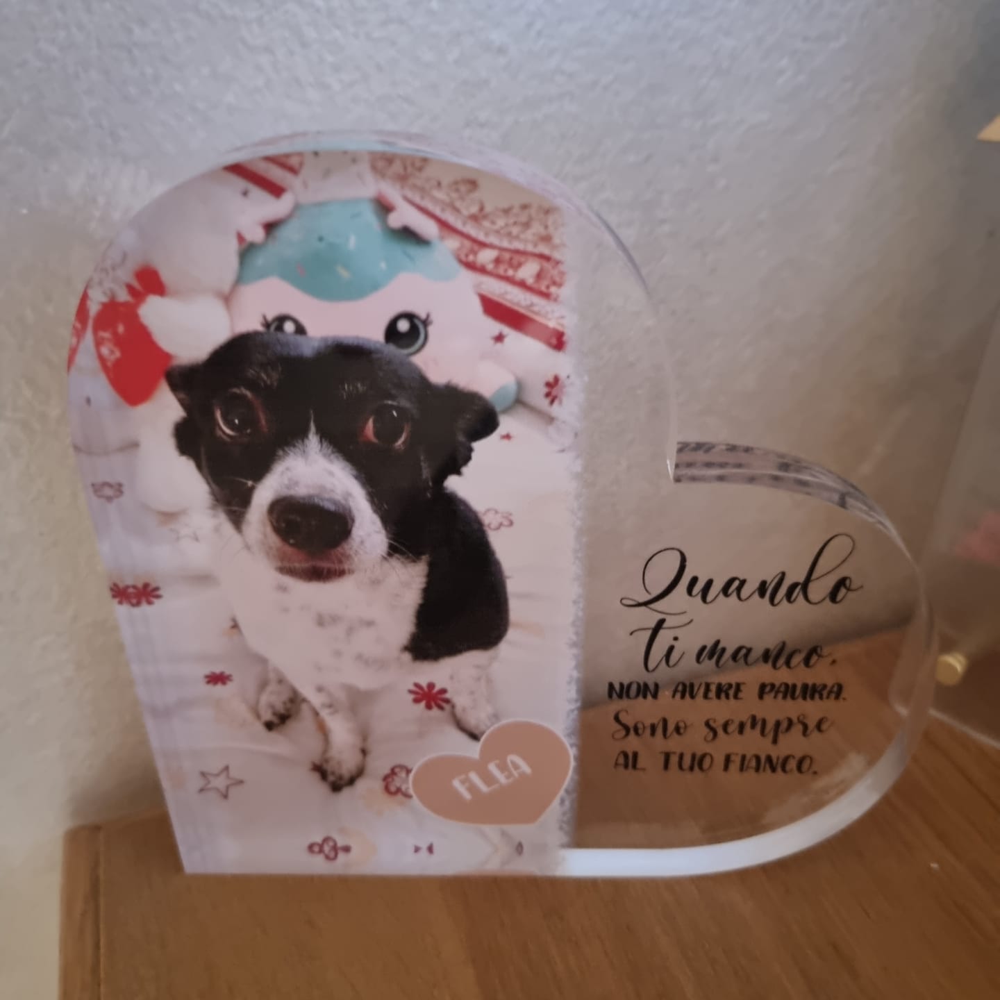 Customer photo review of Quando ti manco - Cuore in vetro personalizzato