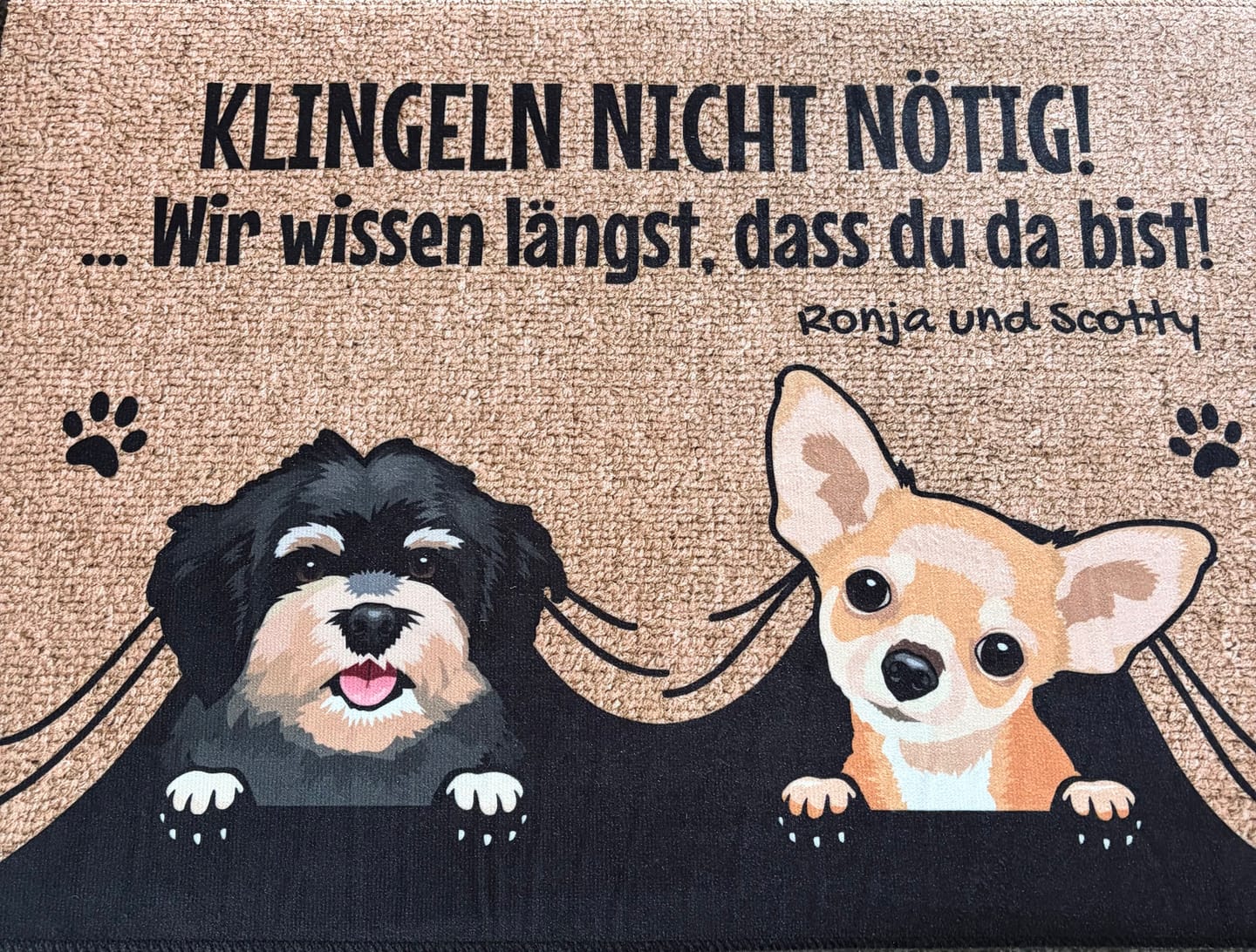Customer photo review of Personalisierte Fußmatte - Klingeln nicht nötig
