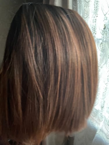 Customer photo review of Vietnamese Super Double Drawn Bone Straight 5x5 Glueless Closure Ombre Chocolate Brown Wig