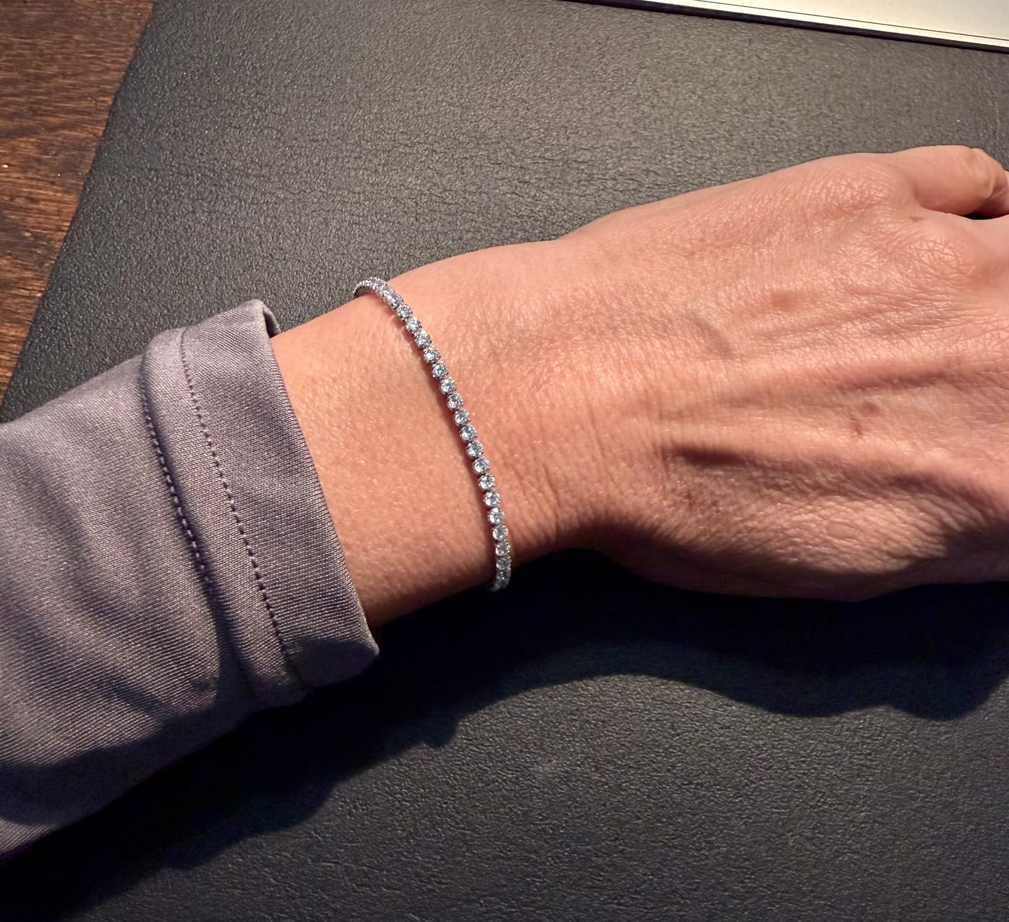 Customer photo review of Stackable Spark Tennis Bracelet