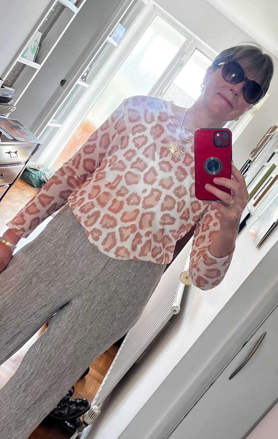 Customer photo review of Leona Layering Mesh Top