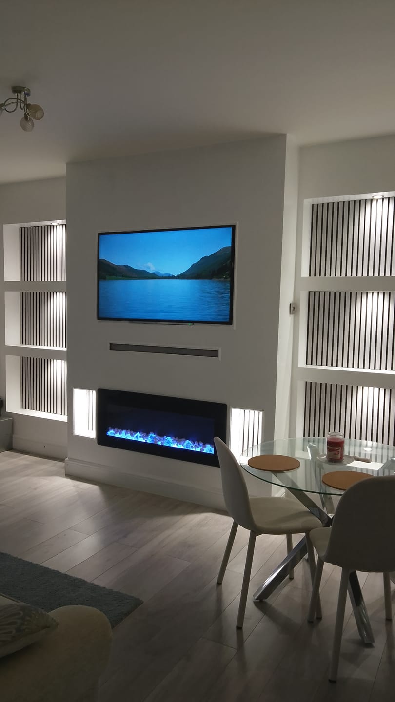 Customer photo review of Acoustic Slat Wall Panels Wooden Decorative Wall Panels Grey Oak Premium 2.4m x 0.6m