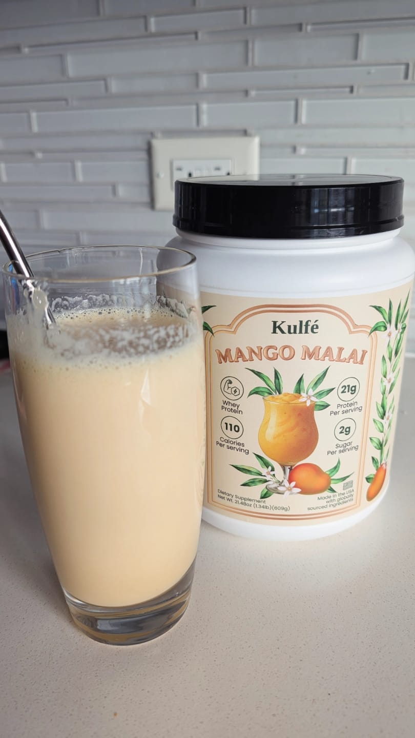 Customer photo review of Mango Malai Whey Protein Powder Deal
