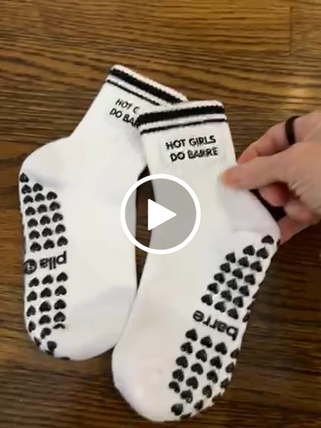 Customer video review of Hot Girls Do BARRE Socks - White/Black