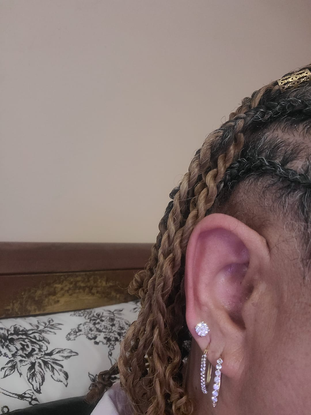 Customer photo review of Round Moissanite Stud Earrings
