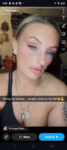 Close-up of a reviewer applying the bold lashes from the VB - With Purpose Set.