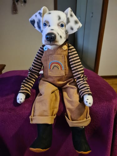 Customer photo review of "Artie" Dalmatian Art doll  PDF Pattern  Approx 36cm Seated