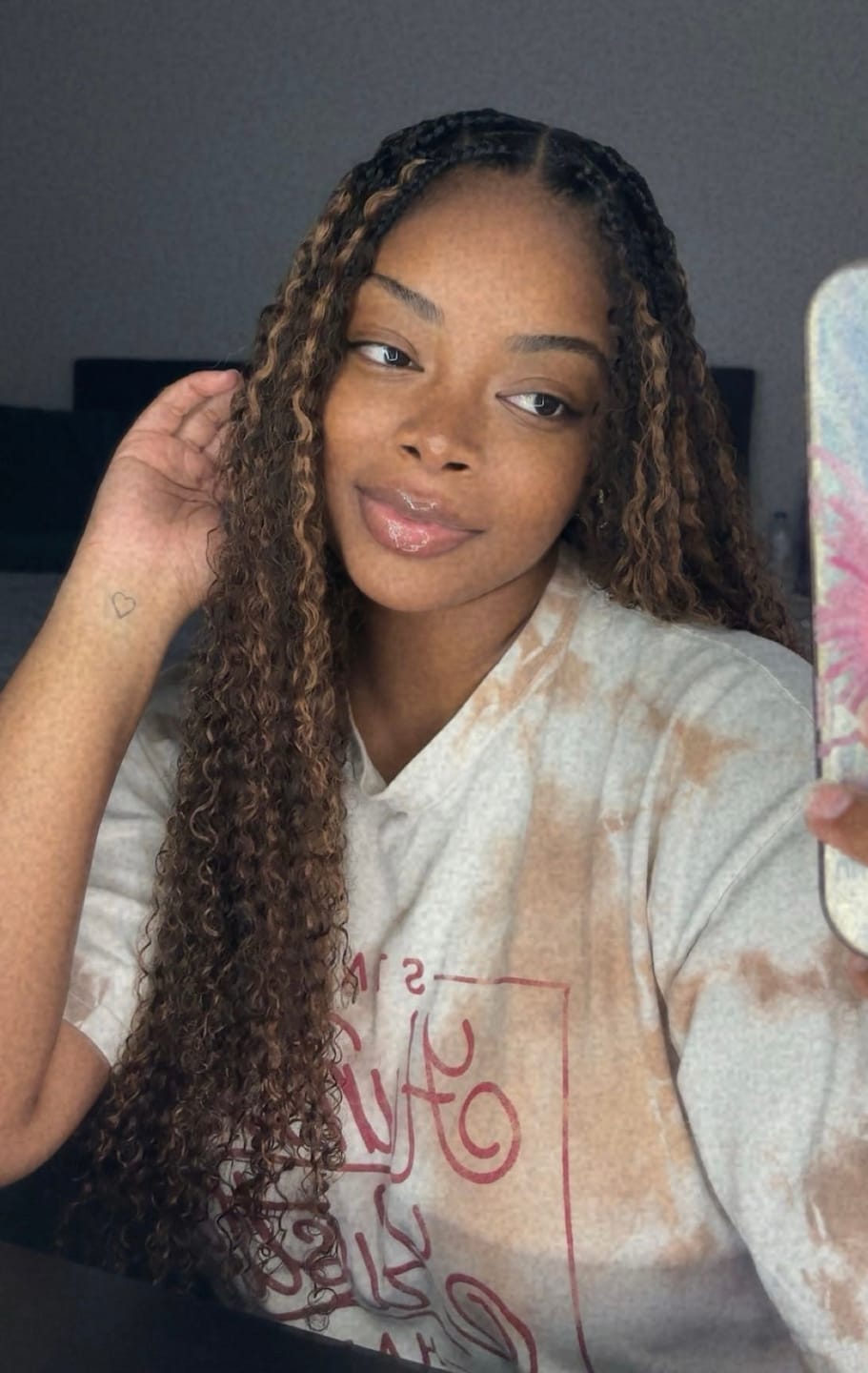 Customer photo review of #4/30 Mix Color Blend Water Deep Wave Feather Crochet Hair