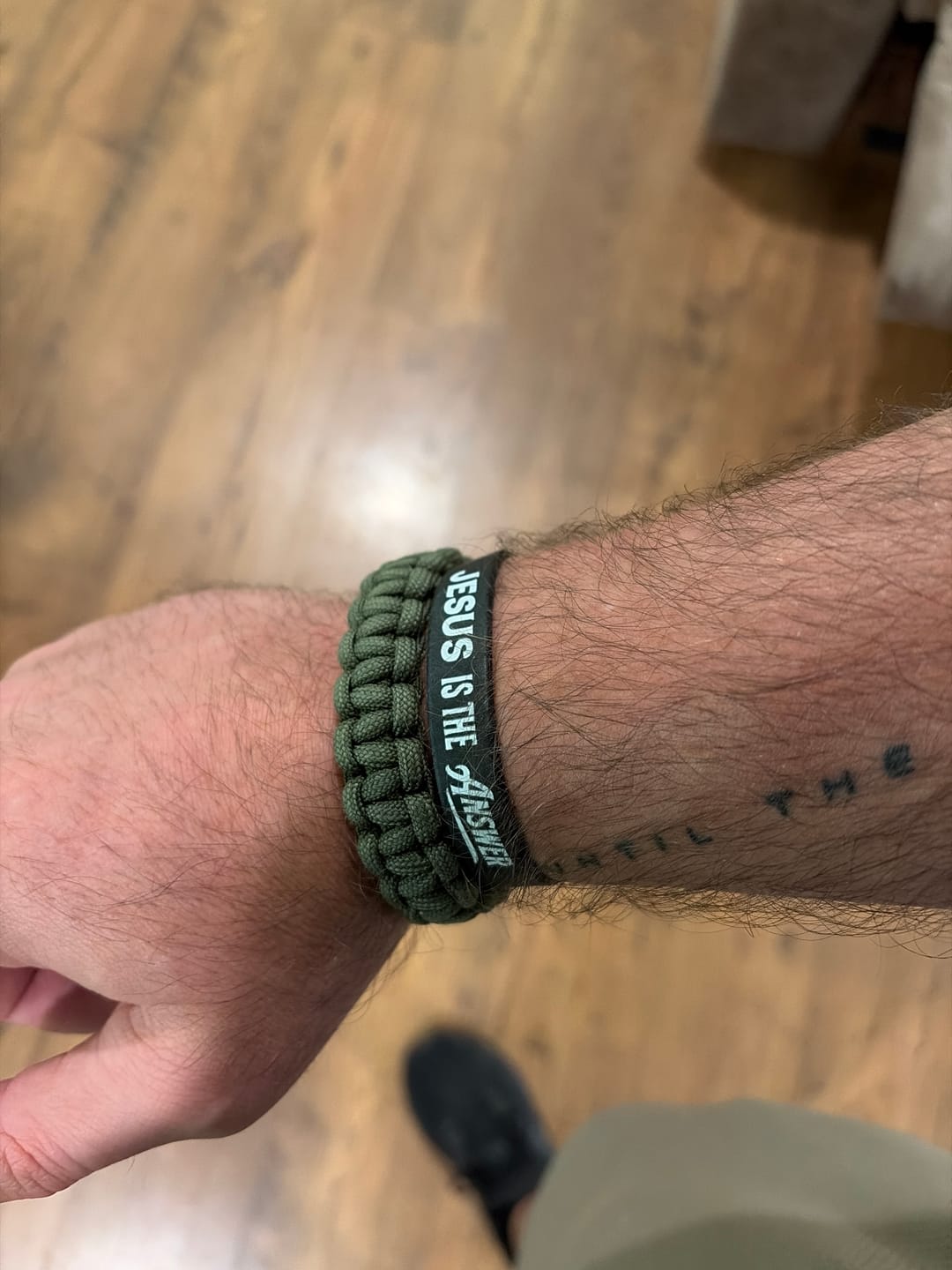 Customer photo review of Jesus Is The Answer Wristband