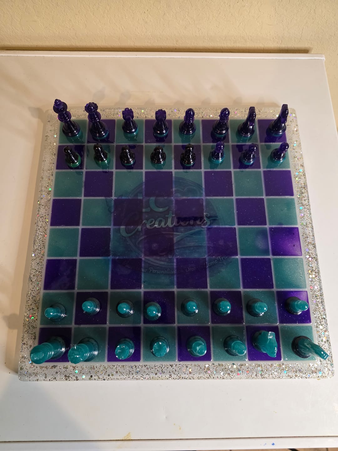 Customer photo review of 14.5x14.5x0.5" Medium Chess Board Silicone Mold With 1.5" Squares