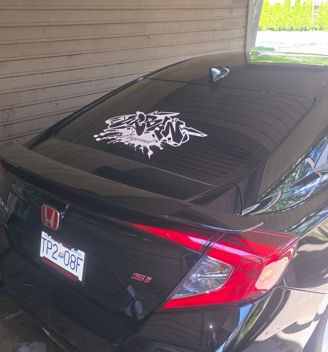 Customer photo review of Urban Legend in graffiti style car banner decal