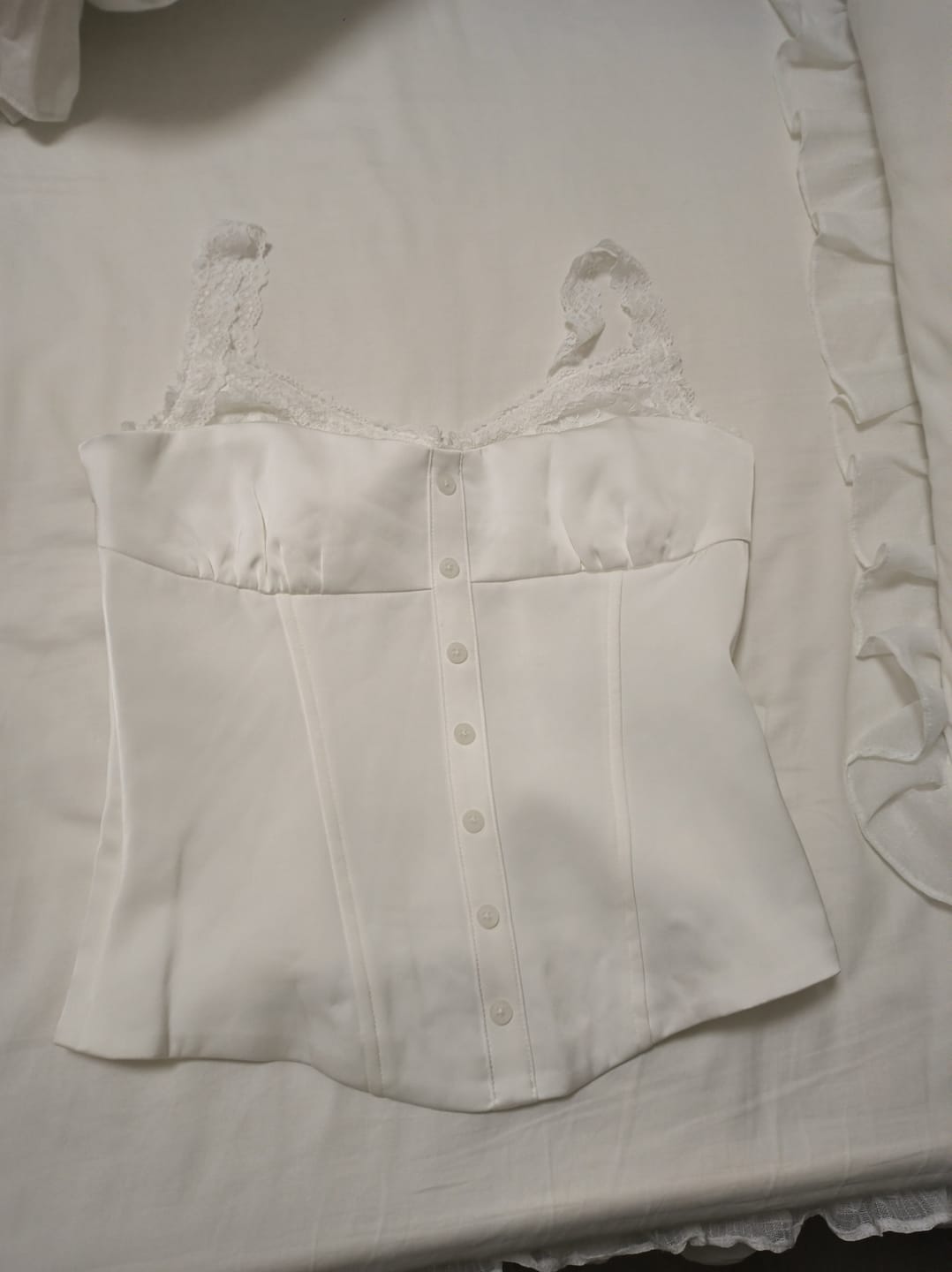 Customer photo review of WARDEN EDGE Lace-Trim Cami Top & Layered Ruffle Mini Skirt Set