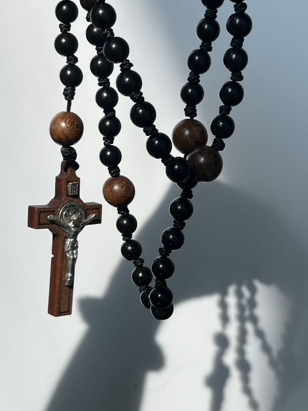 Customer photo review of SolaceBeads Black Sacred Ebony Beads with St. Benedict Centerpiece Rosary