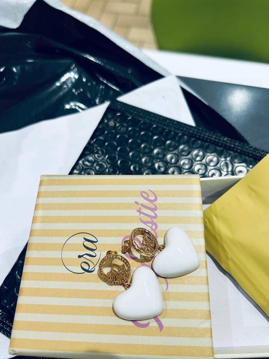 Customer photo review of White Era Adore Gold Earrings