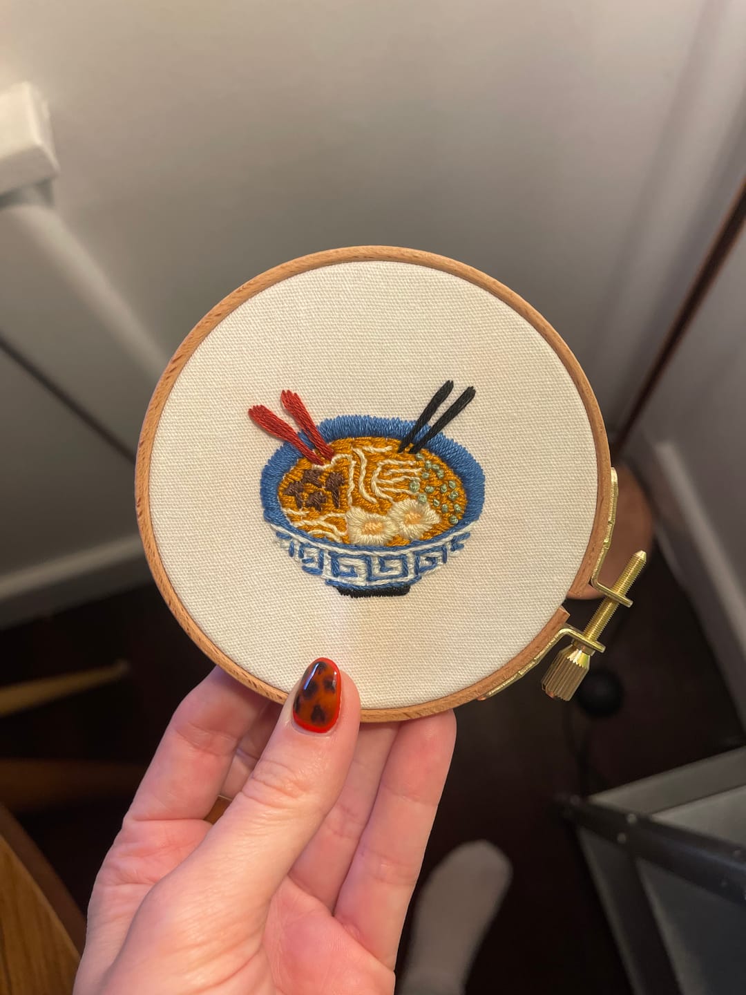 Customer photo review of Ramen for Two Embroidery Kit
