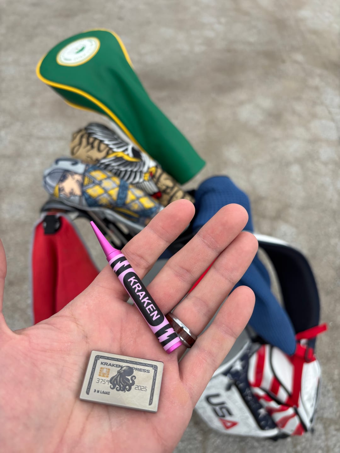 Customer photo review of The Silver Kraken Express Ball Marker | Kraken Titanium Golf Ball Marker