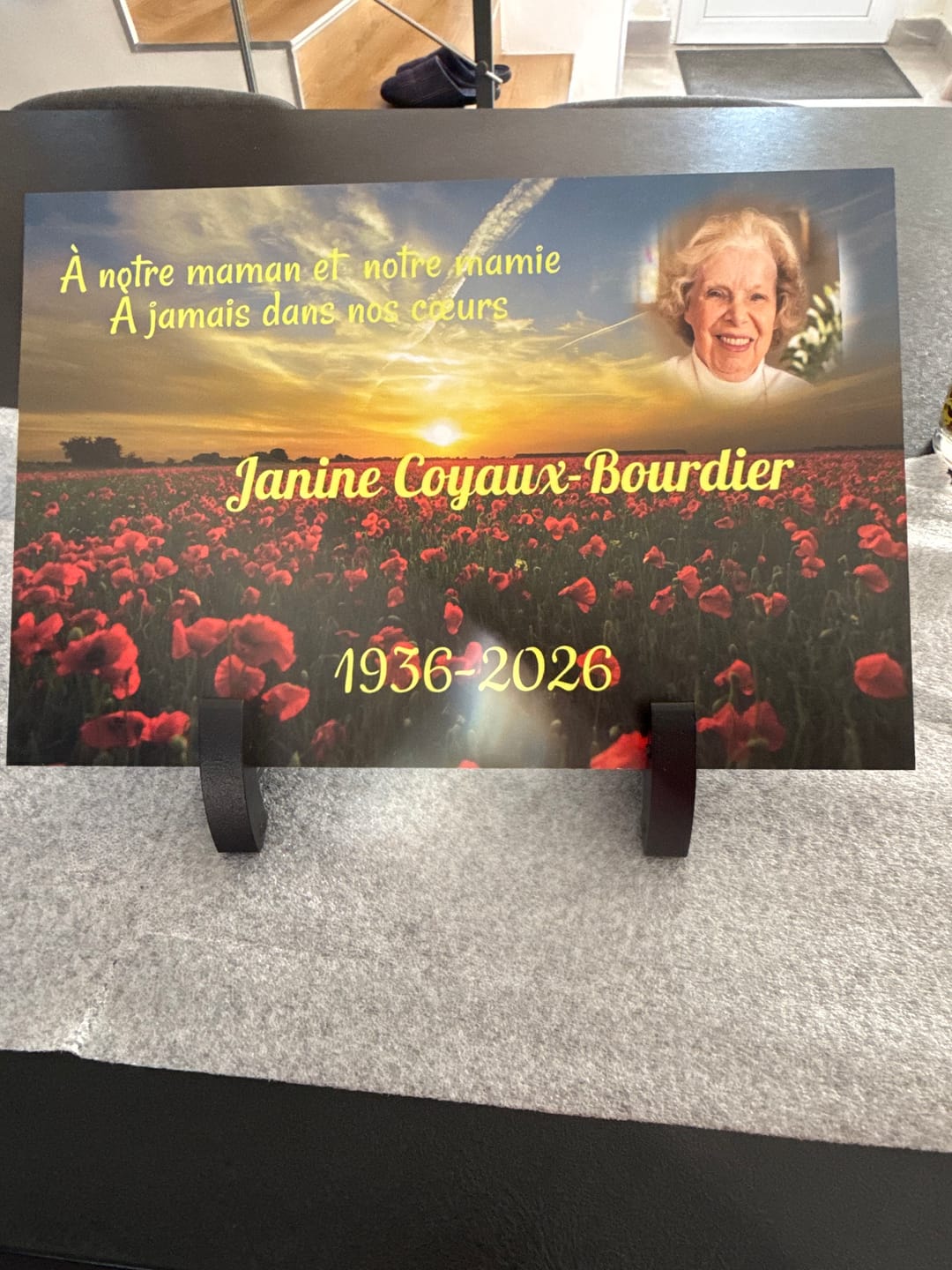 Customer photo review of Plaque Funéraire Champ de Coquelicots