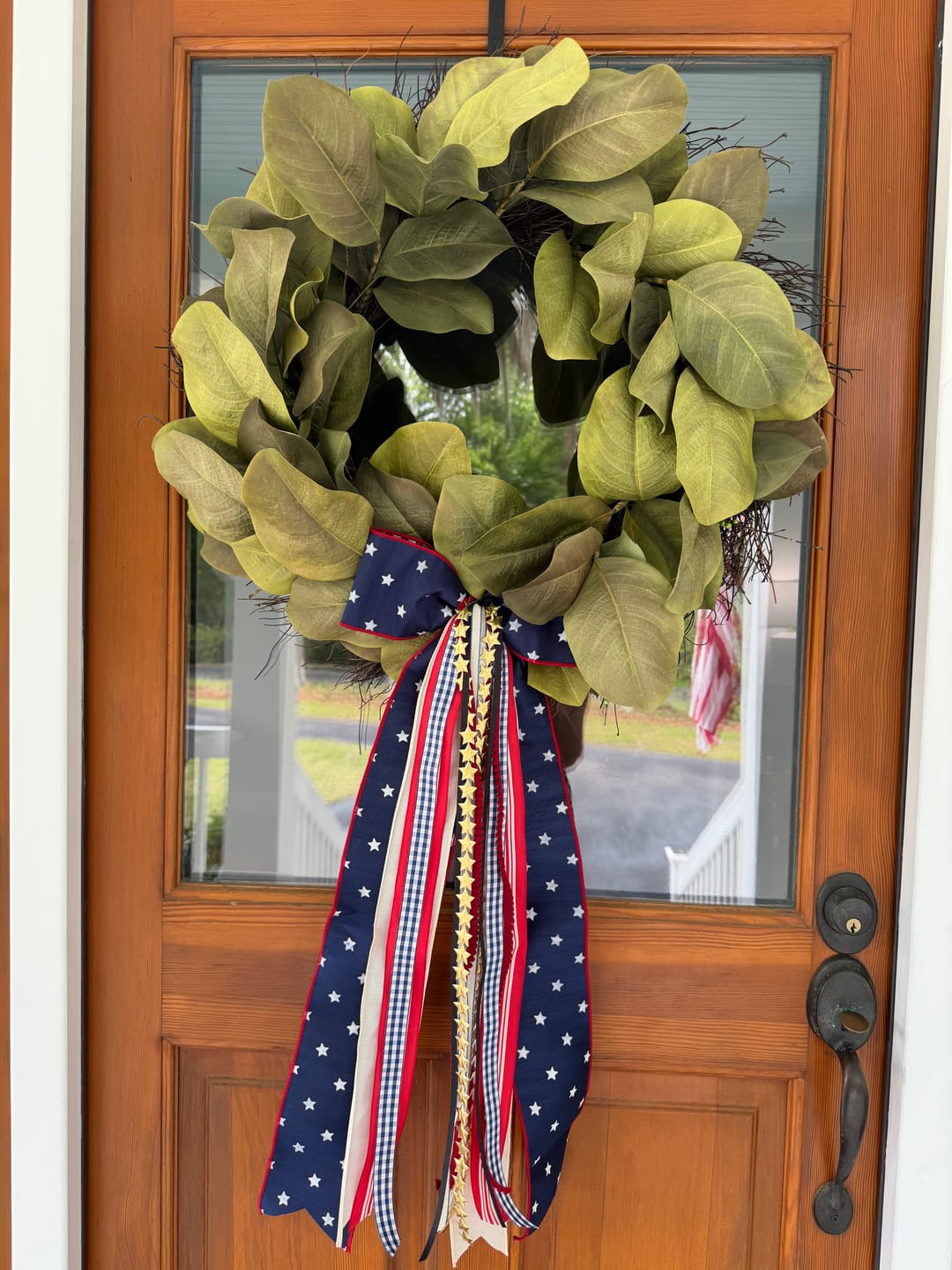 Customer photo review of Old Glory Wreath Ribbon