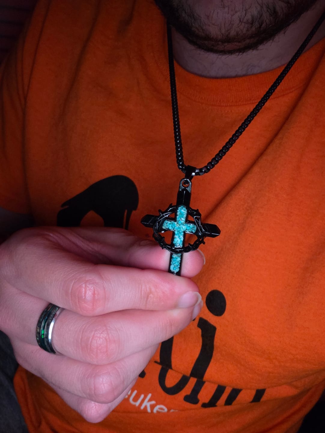 Customer photo review of FREE Today: Thorn-Wrapped Inlaid Cross Pendant Necklace: A Symbol of Christ’s Sacrificial Love