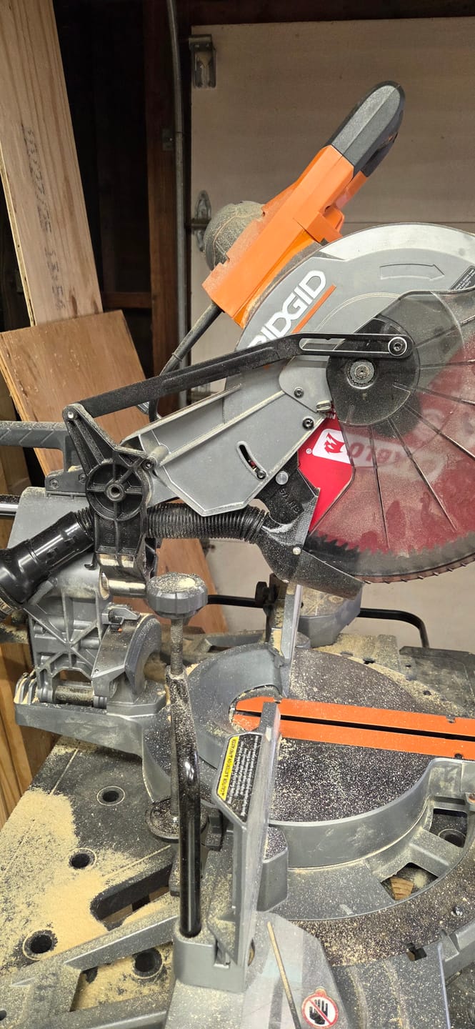 Customer photo review of Dust Collection Chute for Ridgid 12" Sliding Miter Saw (R4222)