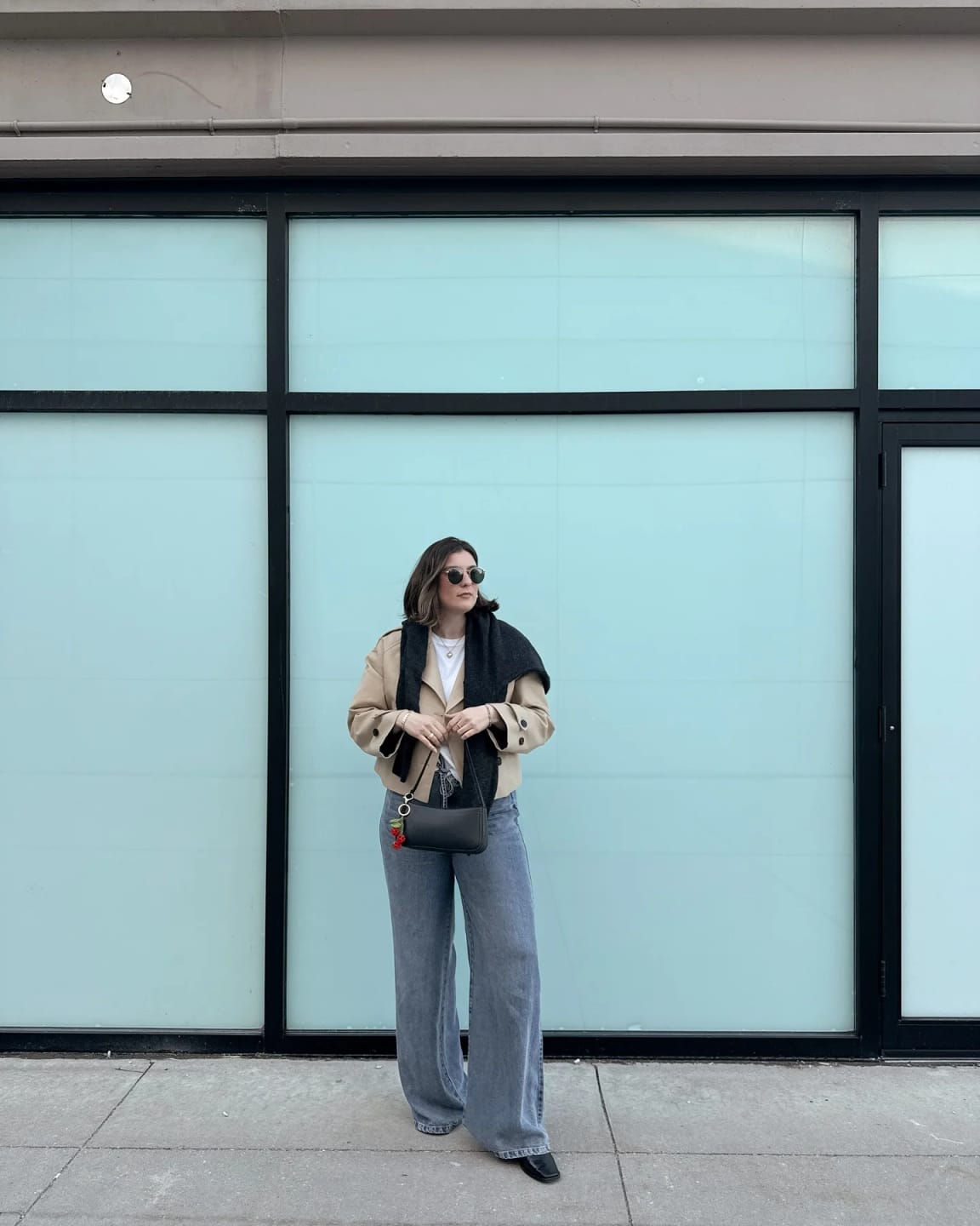 Customer photo review of Classic Cropped Trench Coat