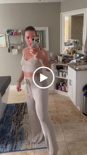 Customer video review of Beige Crystallized Flare Pant