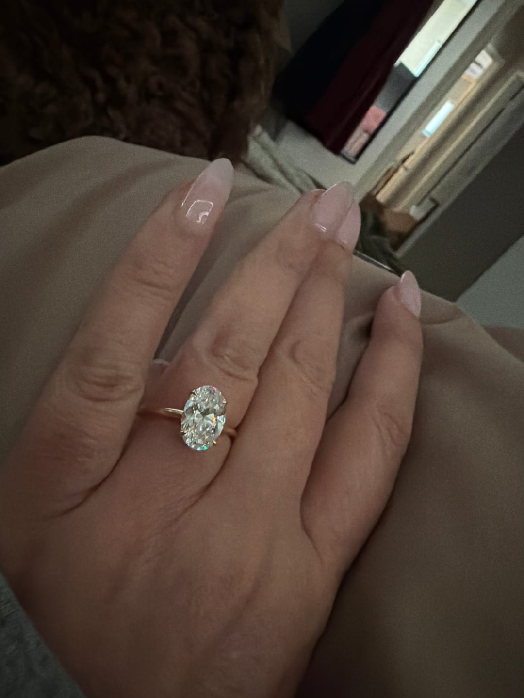 Customer photo review of Classic 3.0 Ct Solitaire Oval Cut Yellow Gold Engagement Ring In Sterling Silver