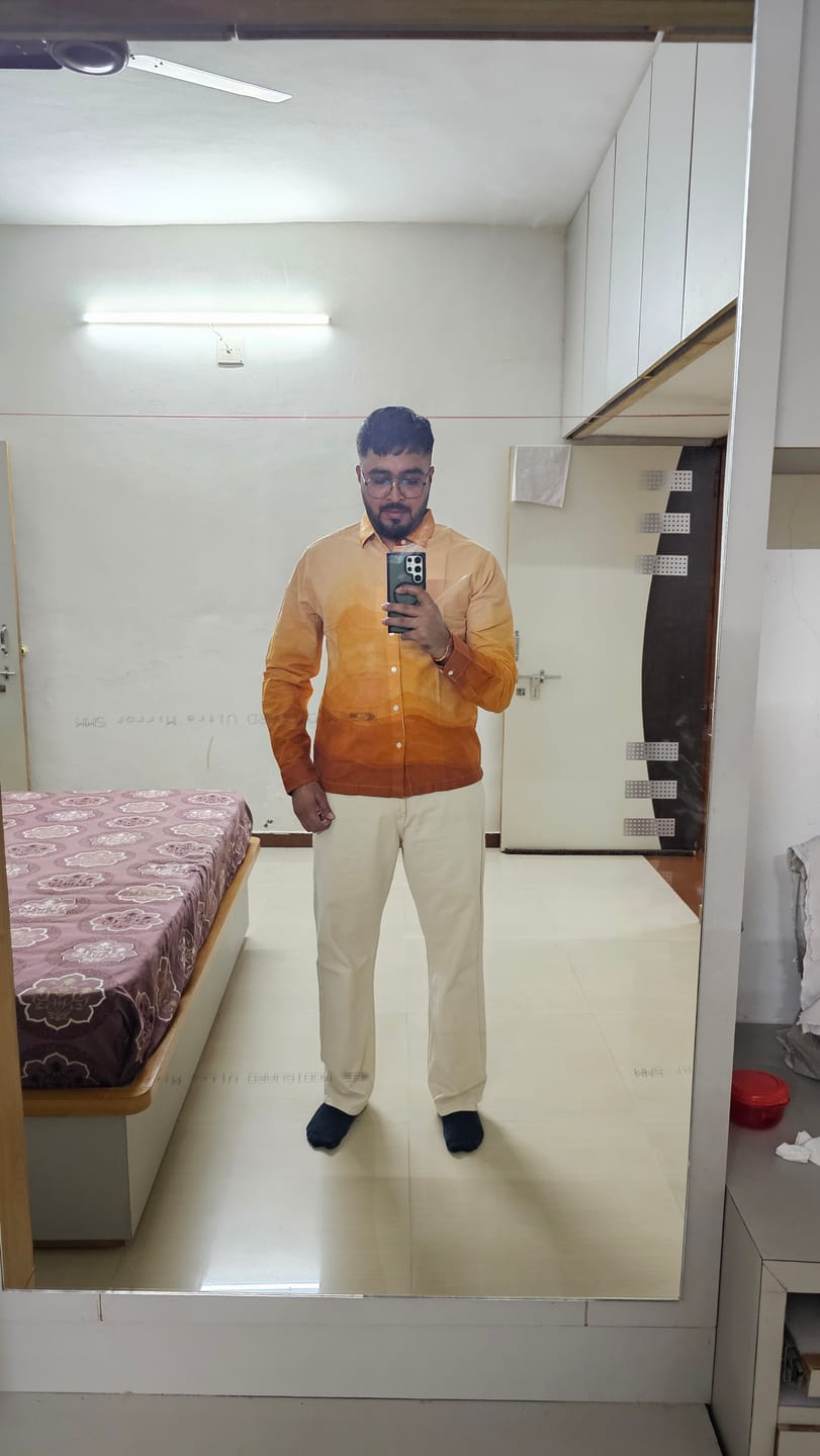 Customer photo review of Cream Baggy Fit Jeans