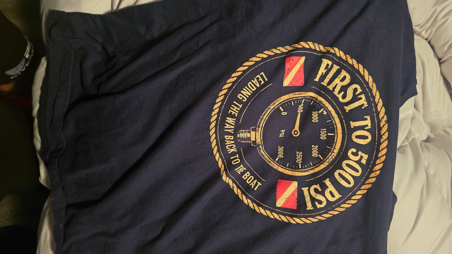 Customer photo review of First to 500 PSI 2nd Dive T-shirt