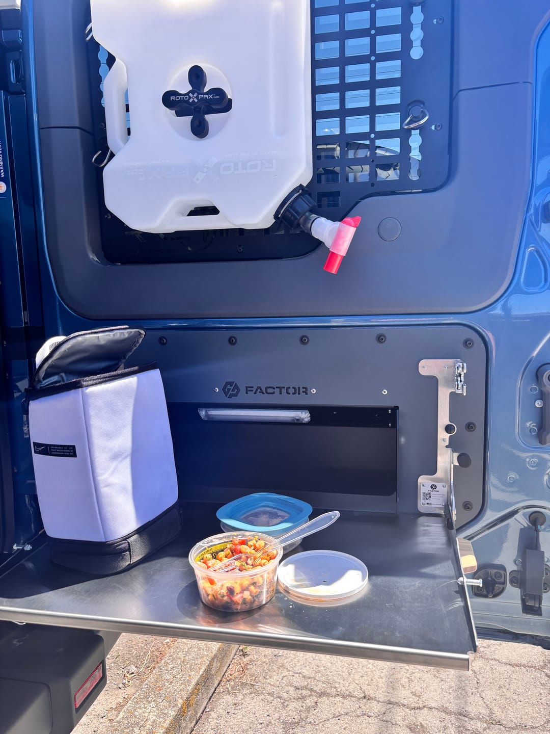 Customer photo review of Ineos Grenadier V2 Folding Tailgate Table with Extended Storage Cubby
