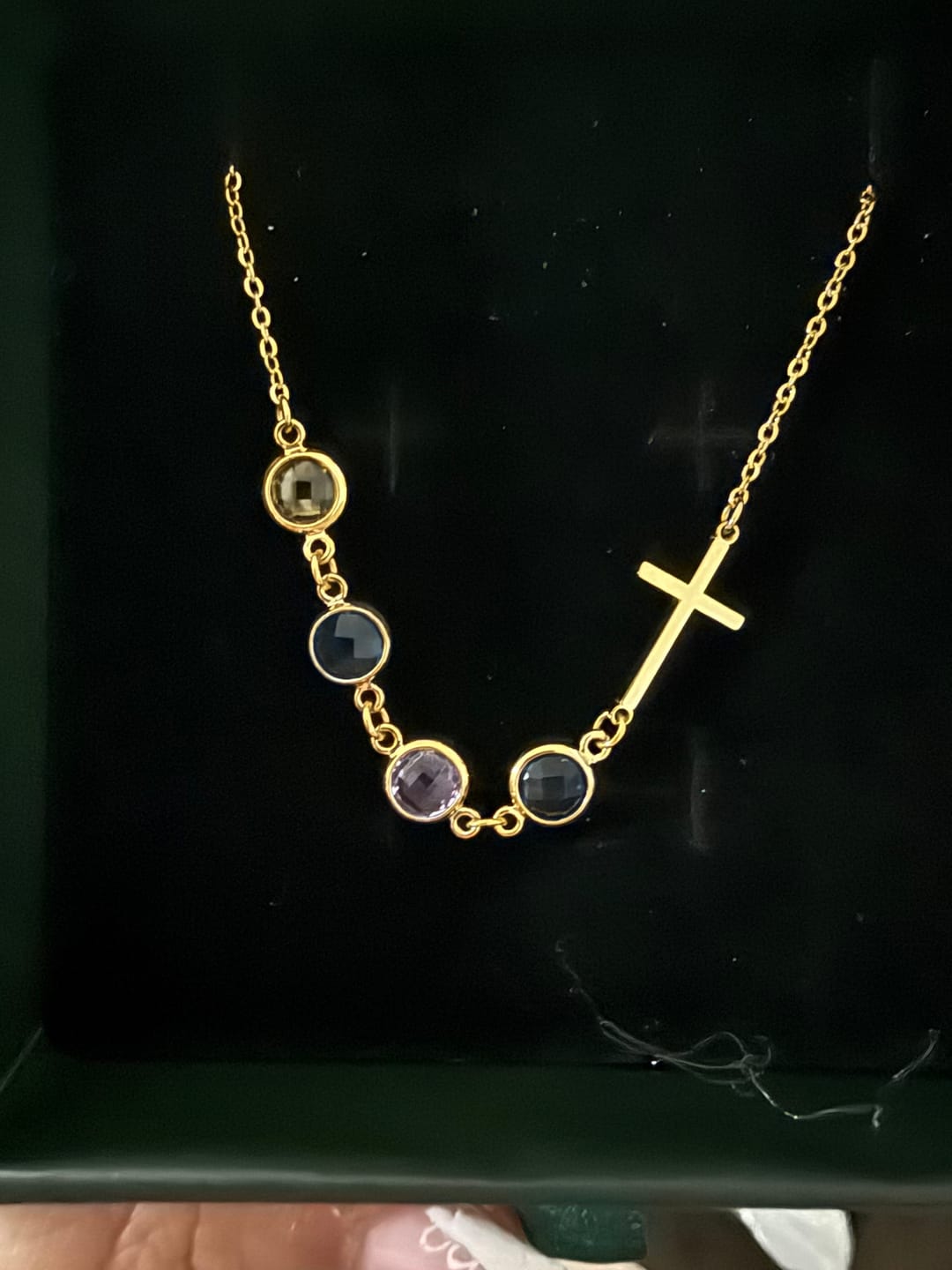 Customer photo review of Cross with Birthstone Necklace
