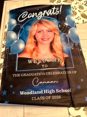 Customer photo review of Personalized Graduation Welcome Sign Canvas - Custom Photo Graduation Gifts