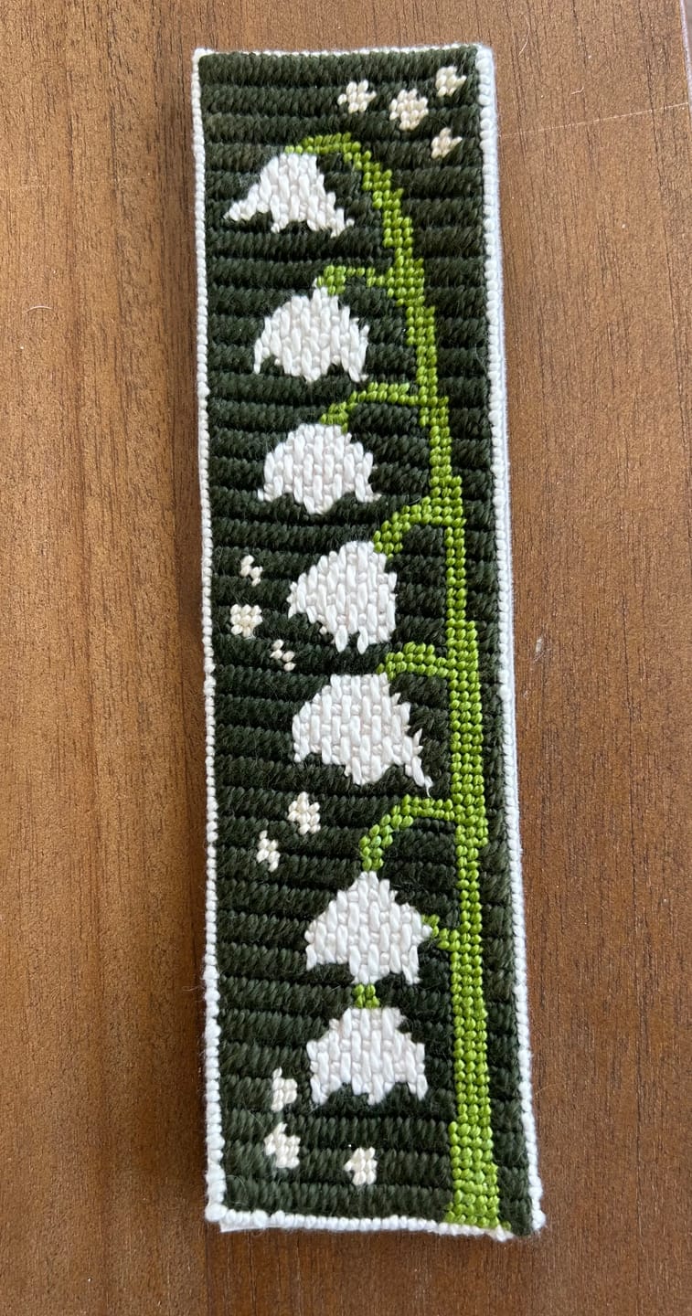 Customer photo review of Lily of the Valley Bookmark Needlepoint Kit