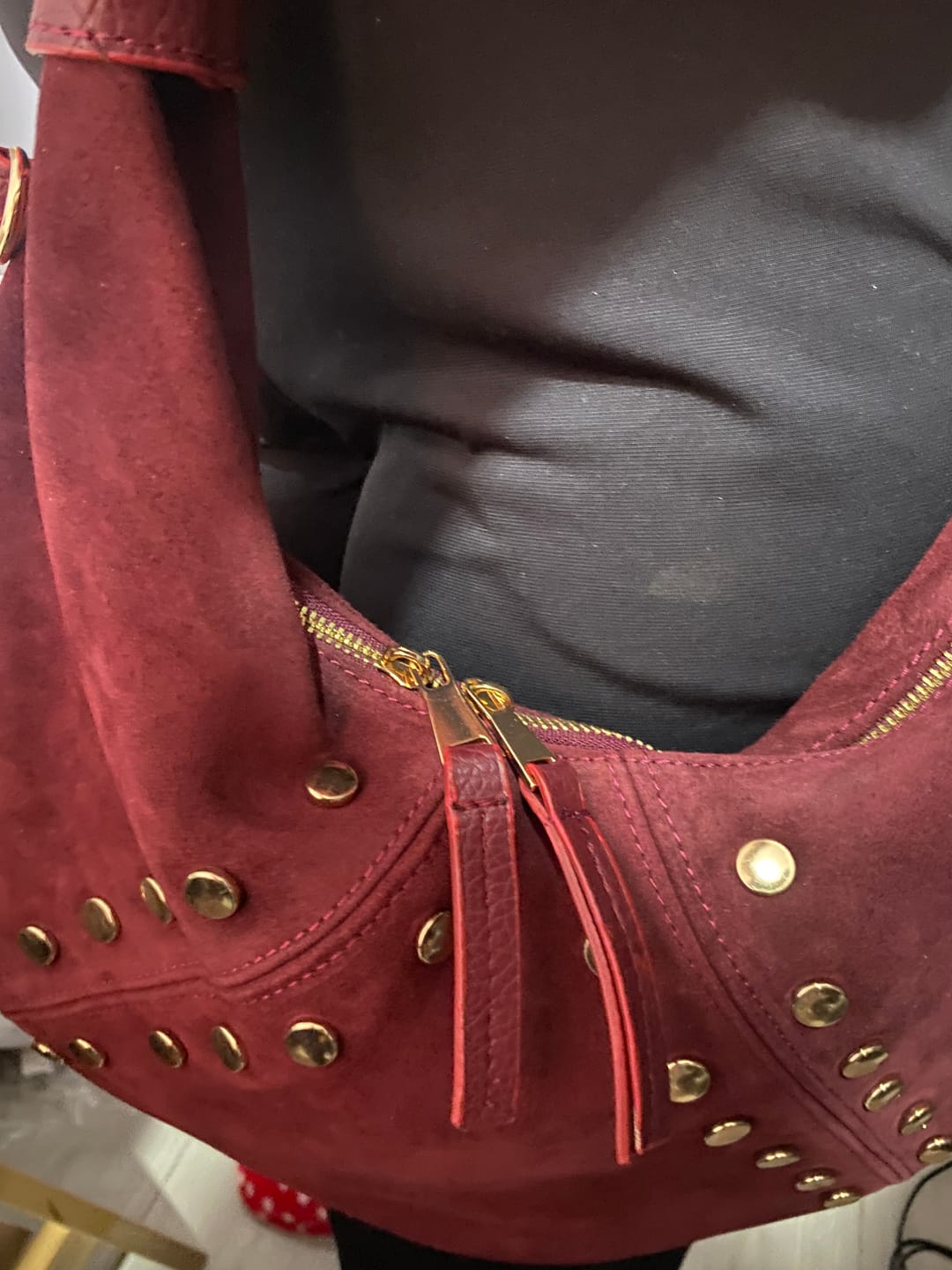Customer photo review of MAIA | Gold Trok Detaylı Hakiki Süet Deri | Bordo
