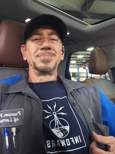 Customer photo review of Vintage Infowars Logo Fundraiser T-Shirt