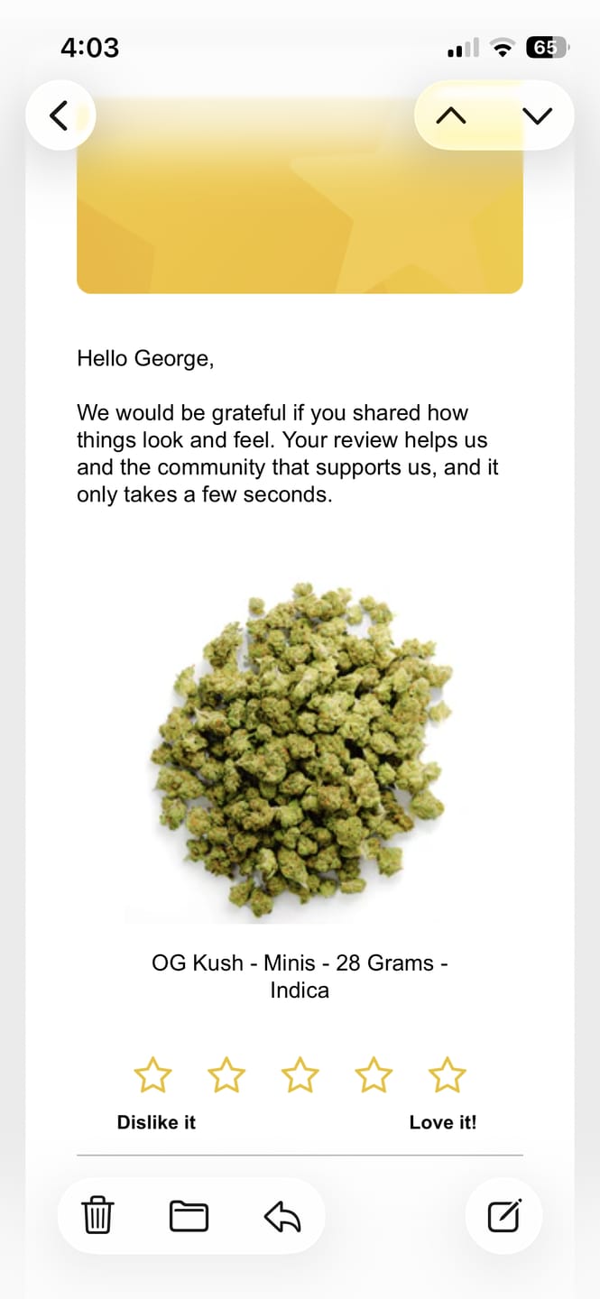 Customer photo review of OG Kush - Minis - 28 Grams - Indica