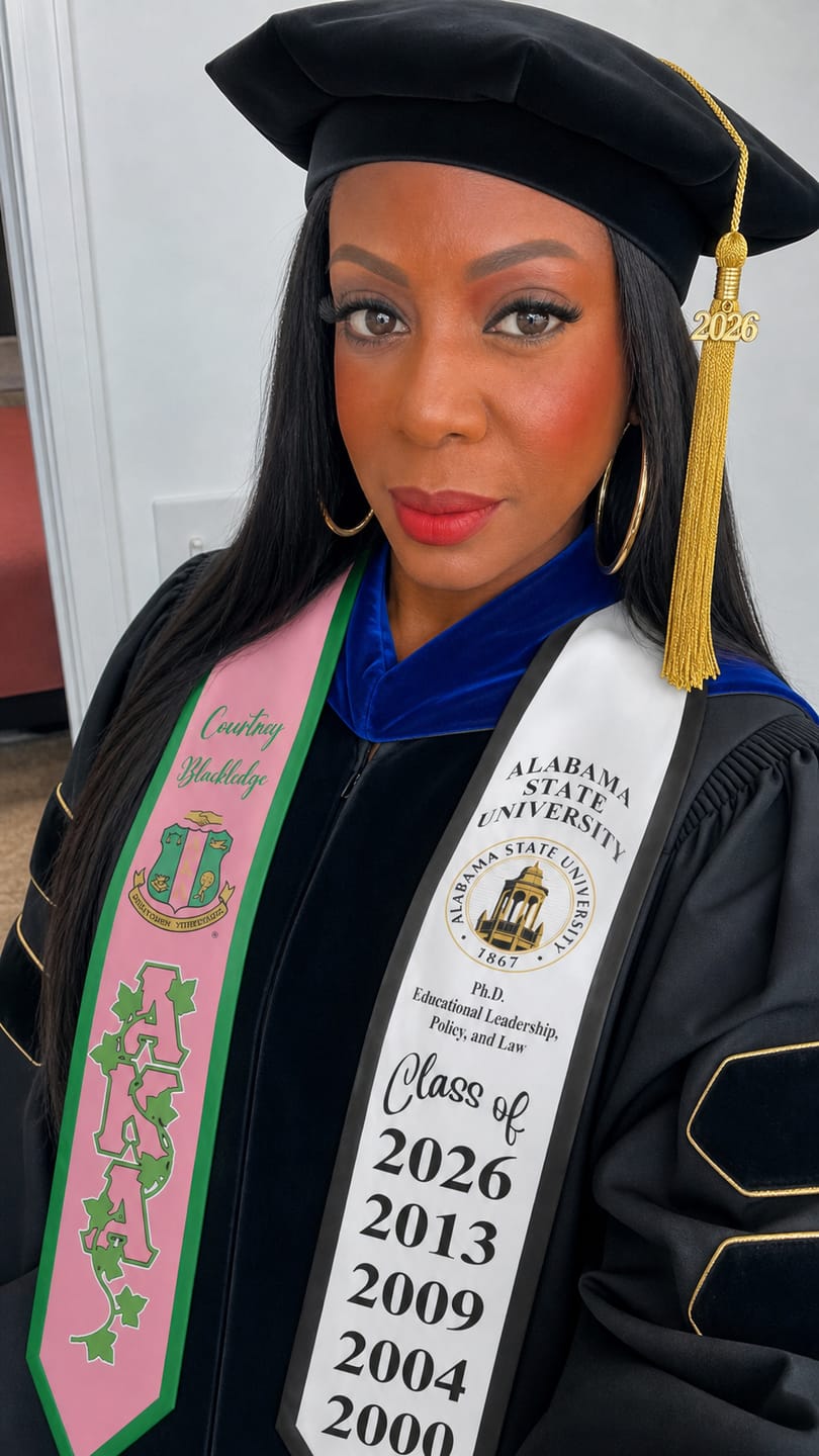 Customer photo review of Personalize Alpha Kappa Alpha Mix University Pink Graduation Stole School And Org Style