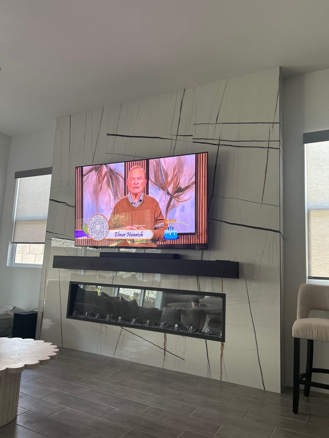 Customer photo review of Non-Combustible Metal Fireplace Mantel Shelf | Custom Floating Mantel, Black