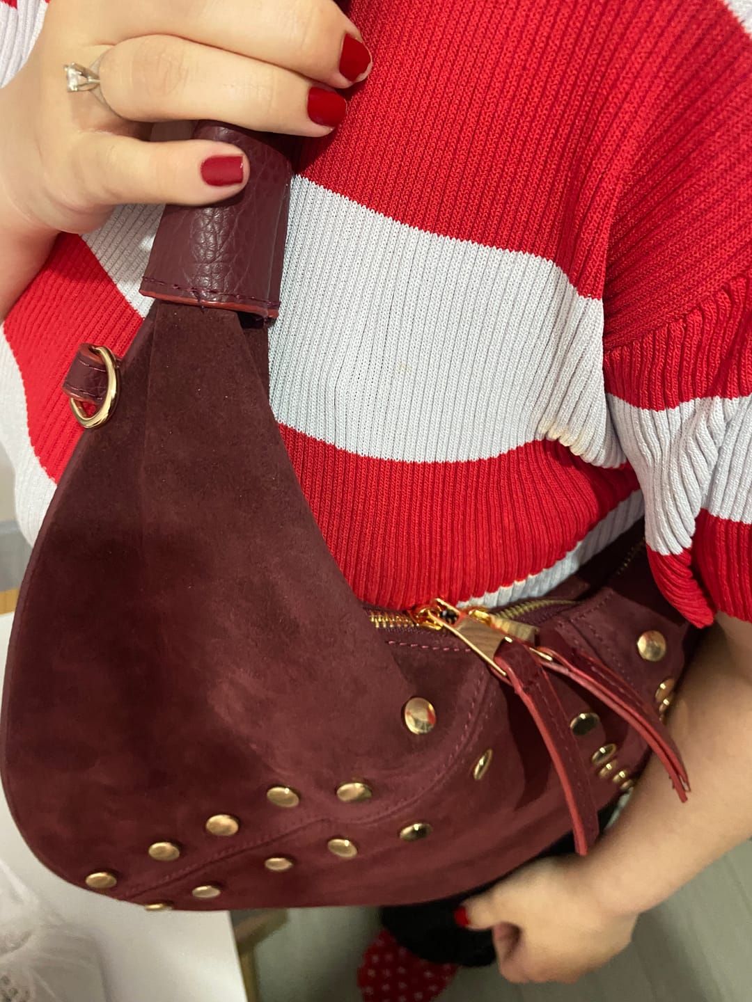Customer photo review of MAIA | Gold Trok Detaylı Hakiki Süet Deri | Bordo