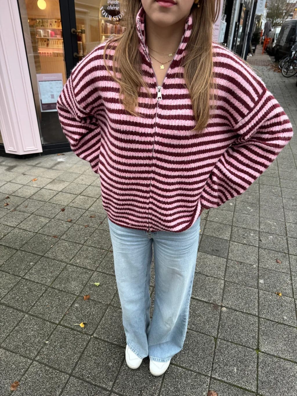 Customer photo review of Adella Knit Zip Sweater