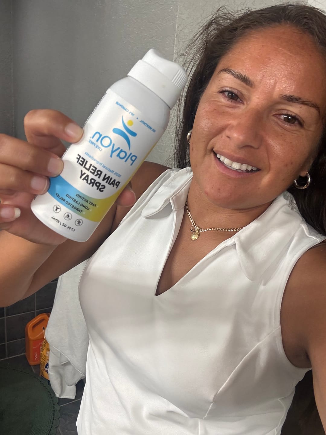 Customer photo review of PlayOn Pain Relief Spray
