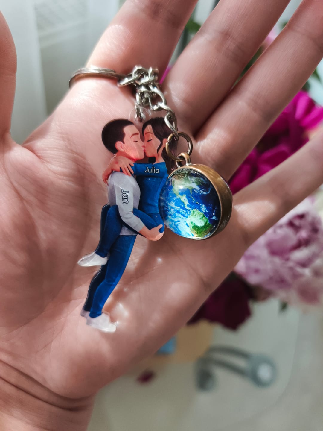 Customer photo review of Kissing Couple - Personalized Keychain, Gift for Couple