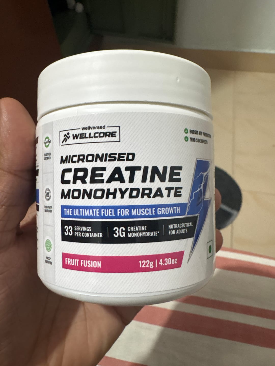 Customer photo review of Wellcore Creatine Monohydrate (Fruit Fusion, 33 Servings) + YouWeFit Omega-3 Triple Strength Fish Oil (1250mg, 30 Capsules)