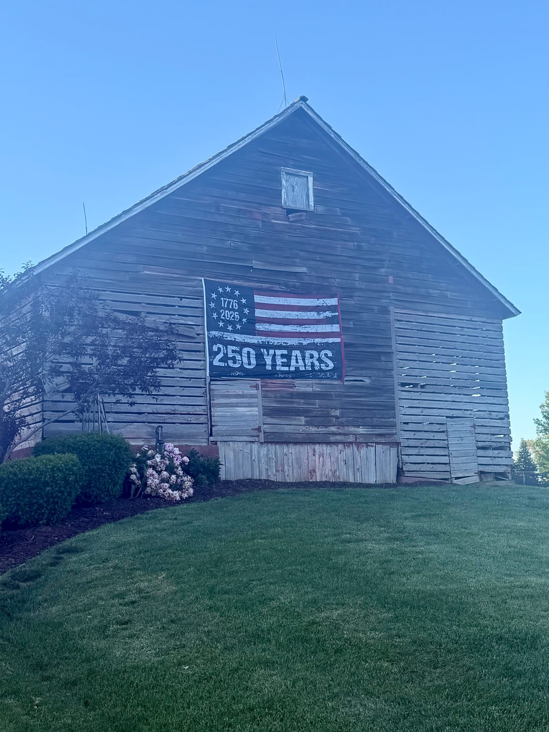 Customer photo review of 6x10 Huge 250 Years American Flag - 4 Times The Size of a Regular Flag!!! 1776-2026 Extra Large Distressed USA Banner