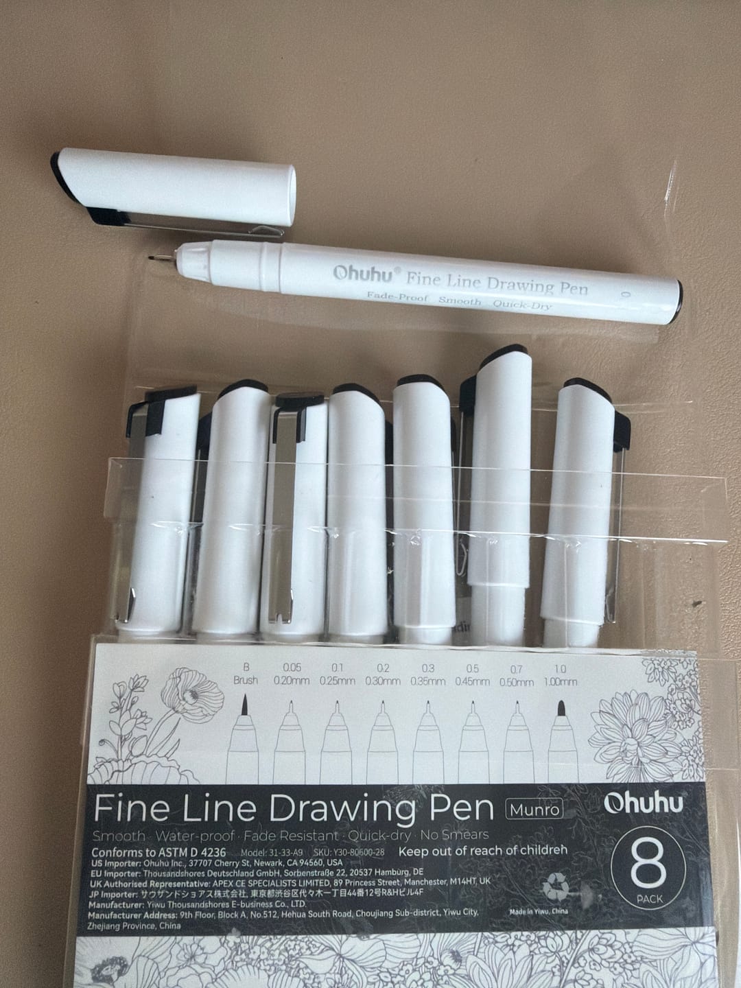 Customer photo review of Ohuhu Fineliner Drawing Pen, 8 Pack