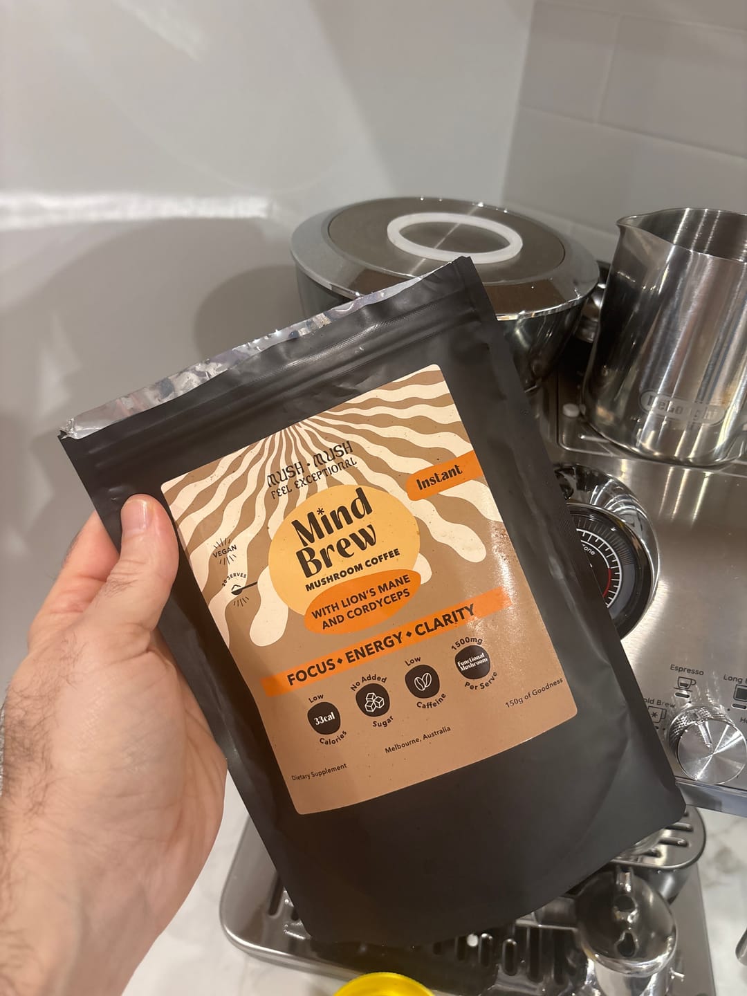 Customer photo review of Mind Brew – Functional Mushroom Coffee (20 Serves)