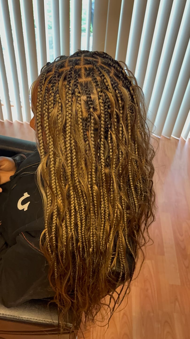 Customer photo review of #4/27/30/613 Mix Color Blend Body Wave Human Braiding Hair