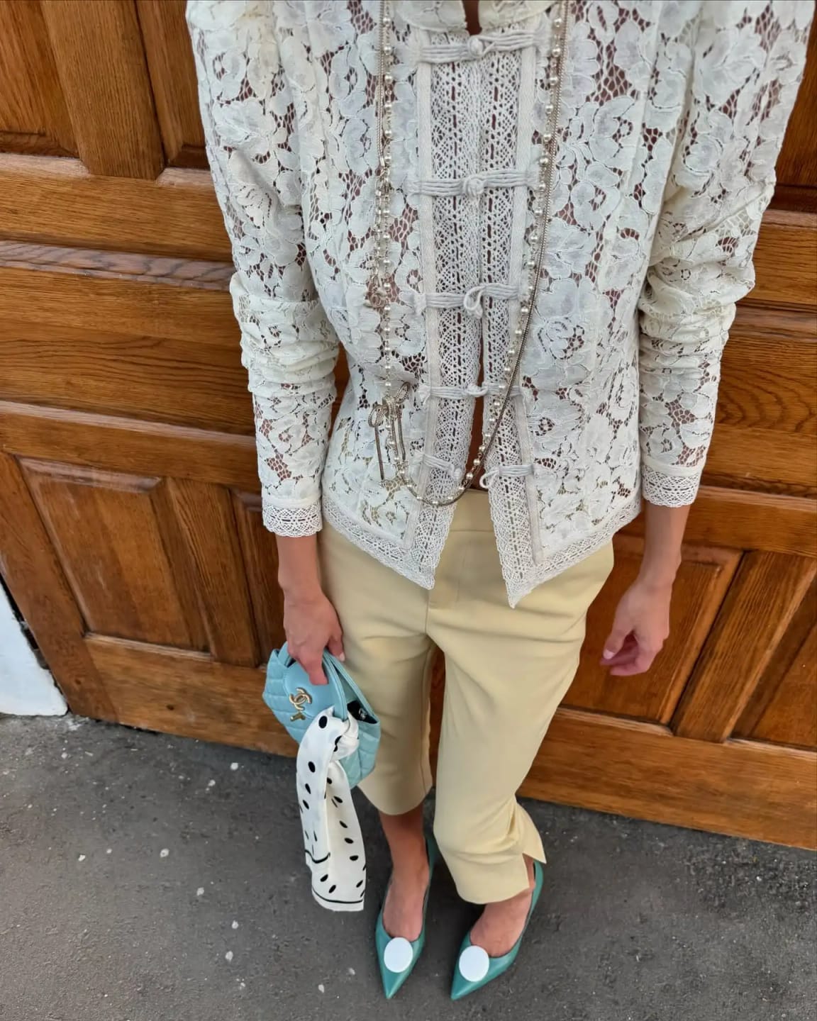 Customer photo review of Venya Elegant Lace Blouse